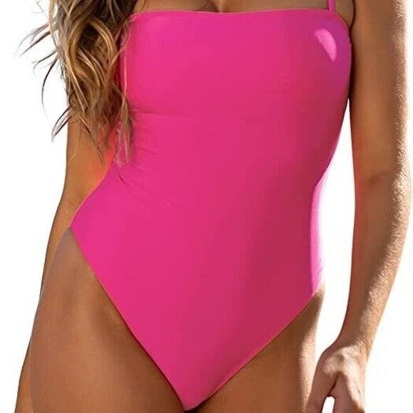 **RELLECIGA** Women's High Cut One Piece Swimsuits Neon Rose Large NWOT - Picture 5 of 7
